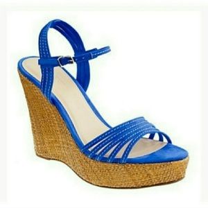 J Crew Blue Suede wedge sandal